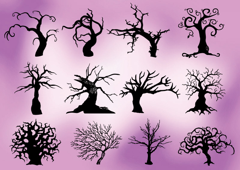 800x566 Creepy Trees Free Vector Silhouettes