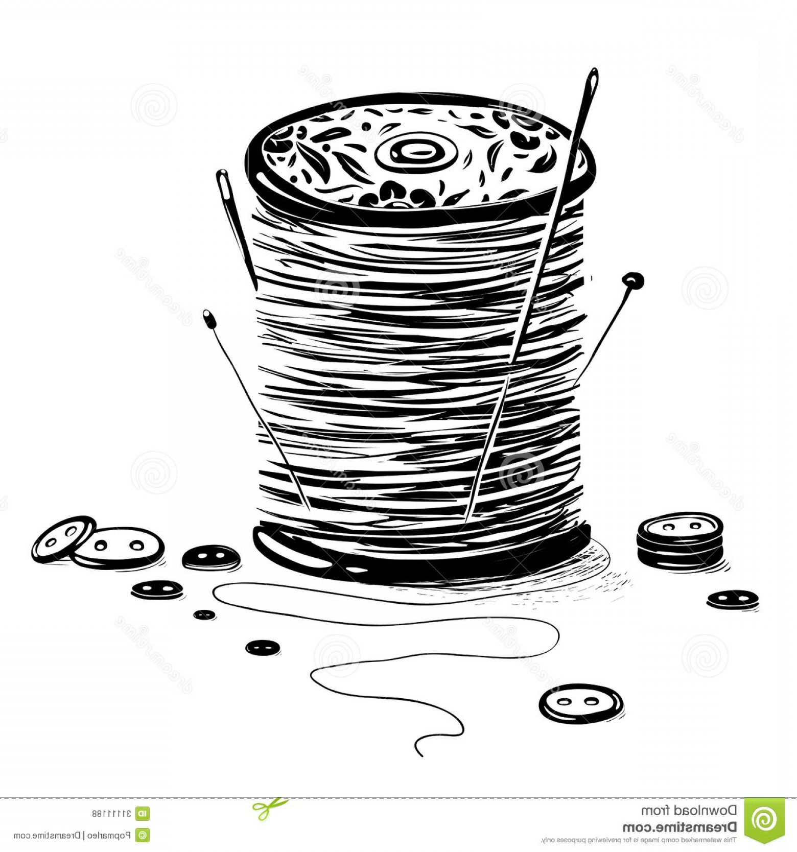 1560x1668 Royalty Free Stock Photos Spool Thread Needles Buttons Vintage