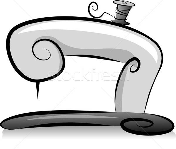 600x508 Sewing Machine With A Spool Of Thread Vector Illustration Lenm