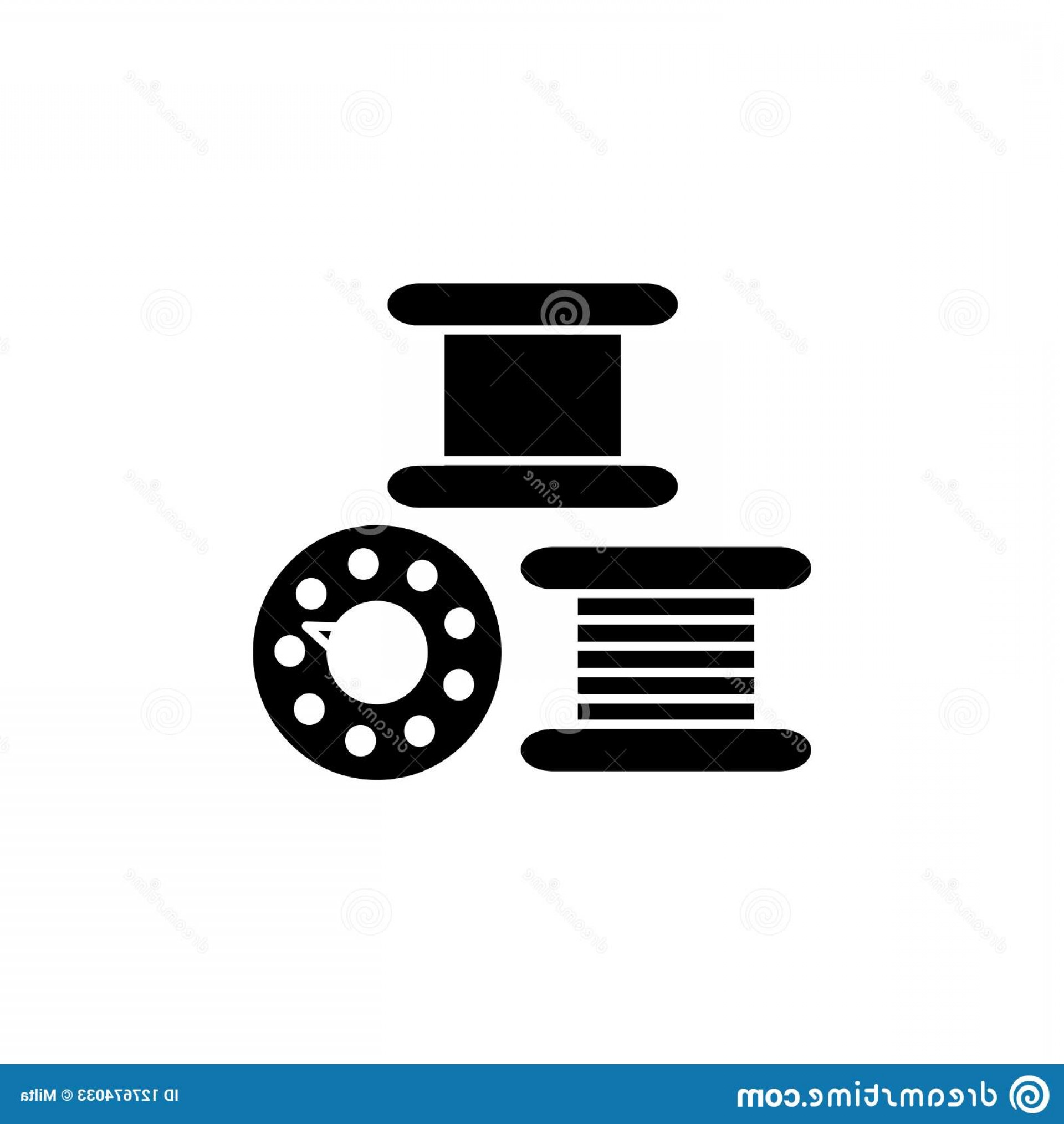 1920x2028 Black White Vector Illustration Sewing Machine Bobbins Fla Flat