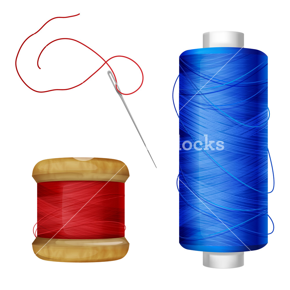 1000x1000 Thread Spool Vector Illustration On Sewing Tools Blue And Red