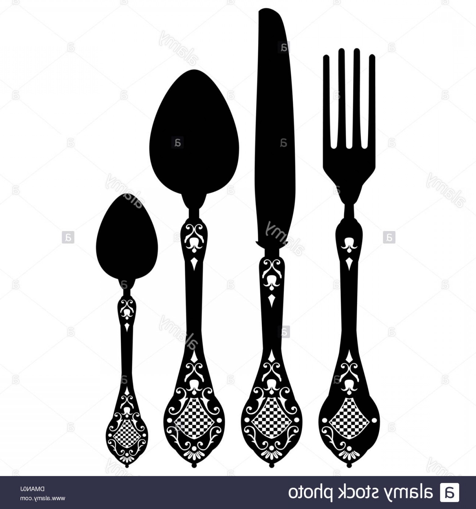 1560x1668 Retro Vector Silhouette Of Knife Fork Spoon And Spork Image