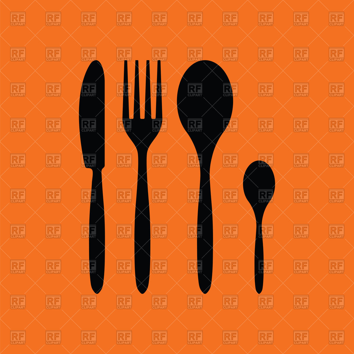 1200x1200 Silhouette Of Fork, Knife And Spoon On Orange Background Vector