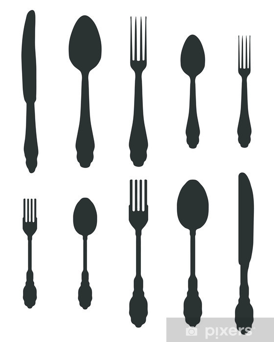 560x700 Silhouettes Of Spoon, Fork And Knife Vector Wall Mural Pixers