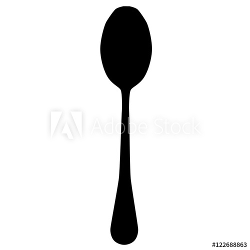 500x500 Vertical Black Spoon Silhouette Vector Illustration