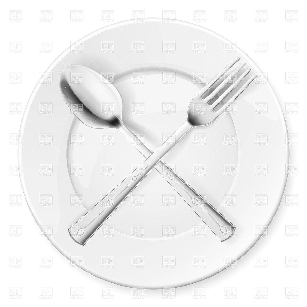 1200x1200 Crossed Spoon And Fork Over Plate Vector Image Of Food