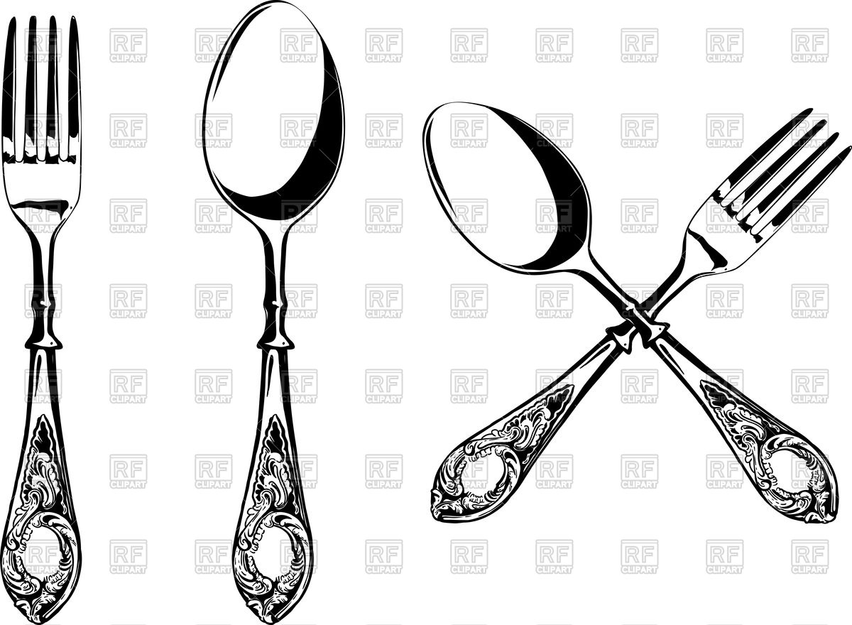 1200x880 Elegant Fork And Spoon With Decorative Hilts Vector Image