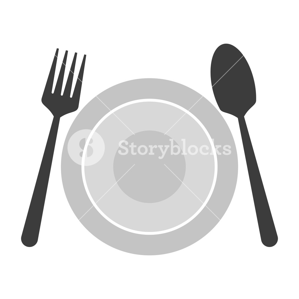 Dish And Cutlery With Fork And Spoon Vector Illustration Graphic 1000x1000 Dish And Cutlery With Fork And Spoon Vector Illustration Graphic