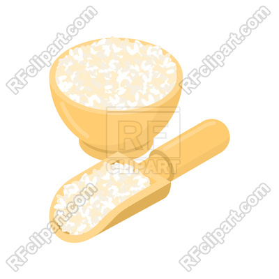 Round Rice In Wooden Bowl And Spoon Vector Image Of Food 400x400 Round Rice In Wooden Bowl And Spoon Vector Image Of Food