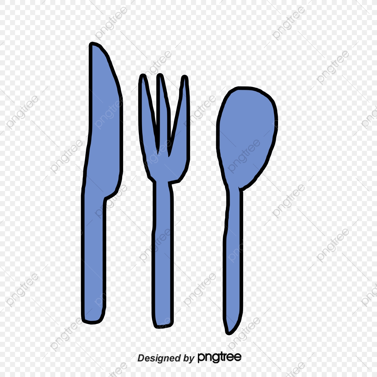 1200x1200 Vector Blue Cartoon Spoon Knife Fork Fork Western Food, Blue