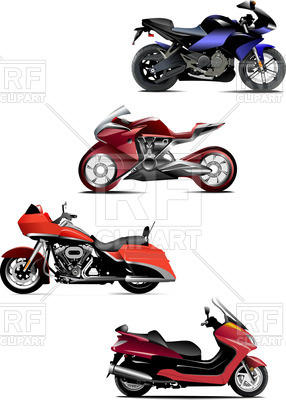 286x400 Modern Motorcycles Scooters And Sport Bikes Vector Image
