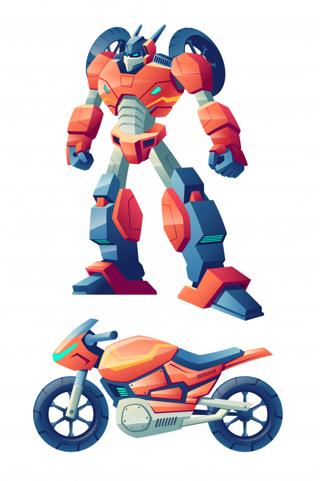 626x939 Red Battle Robot Capable To Transform In Racing Motorcycle, Sport