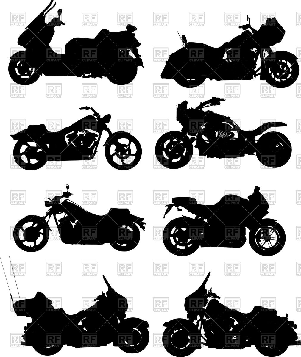 1011x1200 Silhouettes Of Sport Bikes, Choppers And Scooters Vector Image