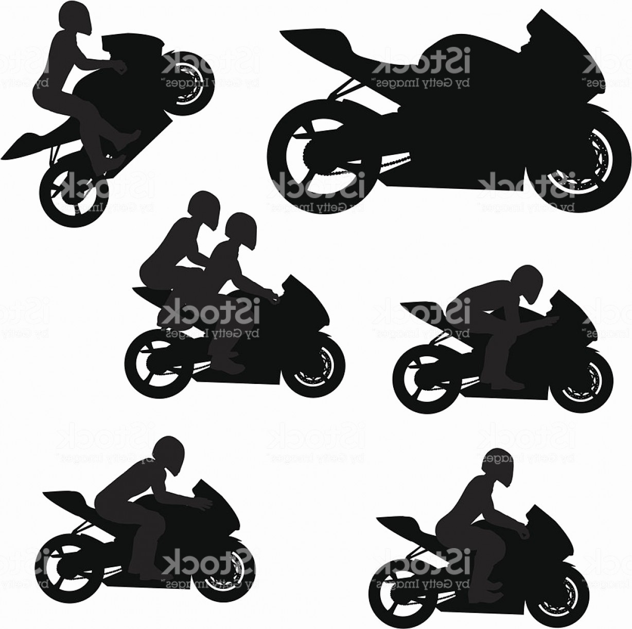 1228x1222 Sport Bike Cartoon Elegant Sportbike Silhouette Collection Stock