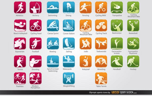 Olympic Sports Icons Free Vector 600x380 Olympic Sports Icons Free Vector