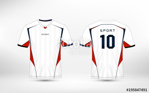 500x313 White, Red And Blue Pattern Sport Football Kits, Jersey, T Shirt