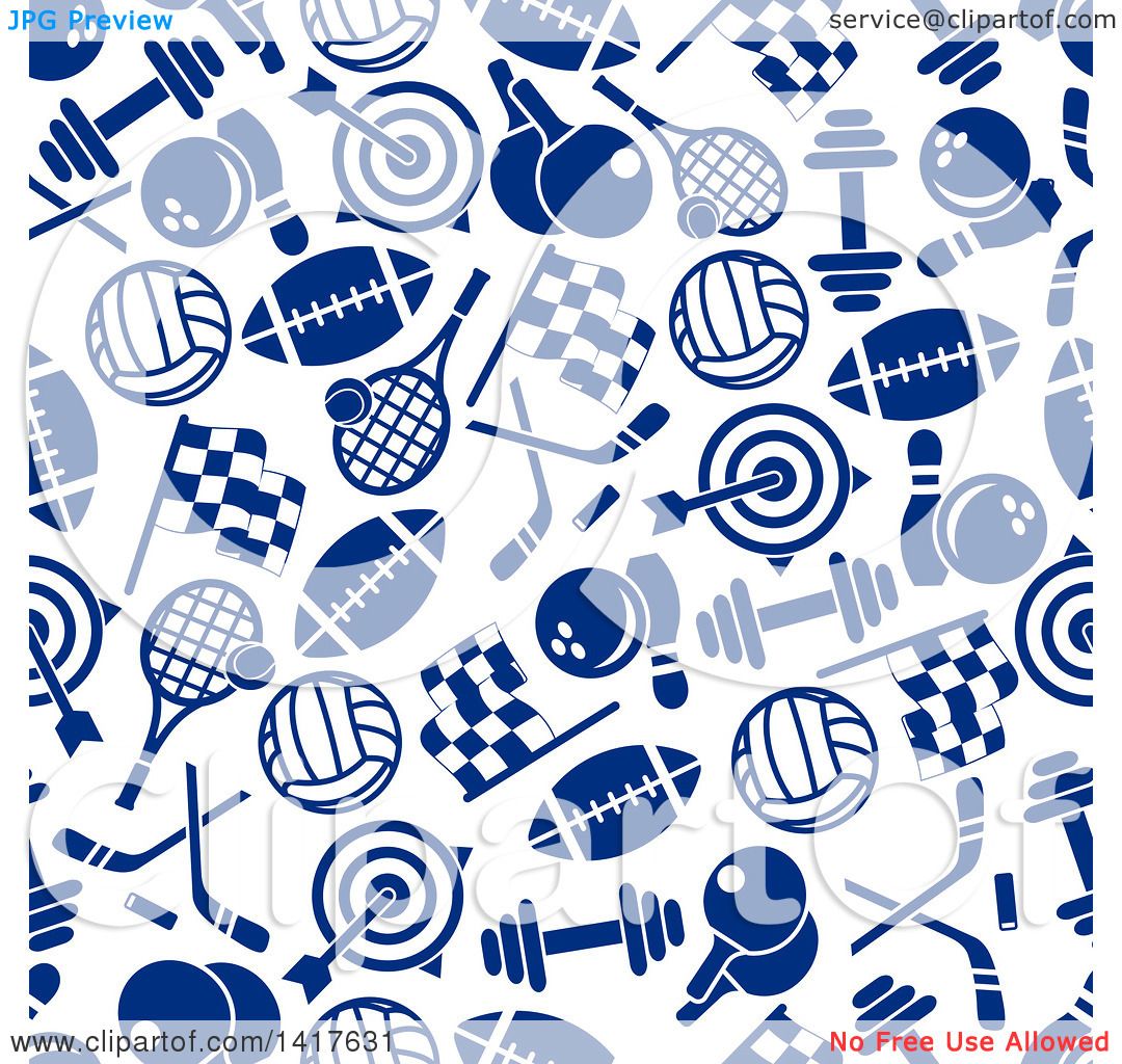 1080x1024 Clipart Of A Seamless Background Pattern Of Blue Sports Icons