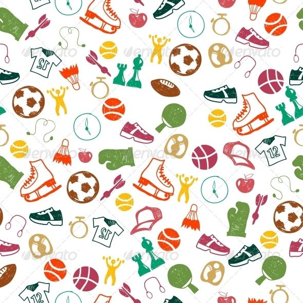 590x590 Seamless Pattern With Sport Icons Fitness Vector Sport Icon