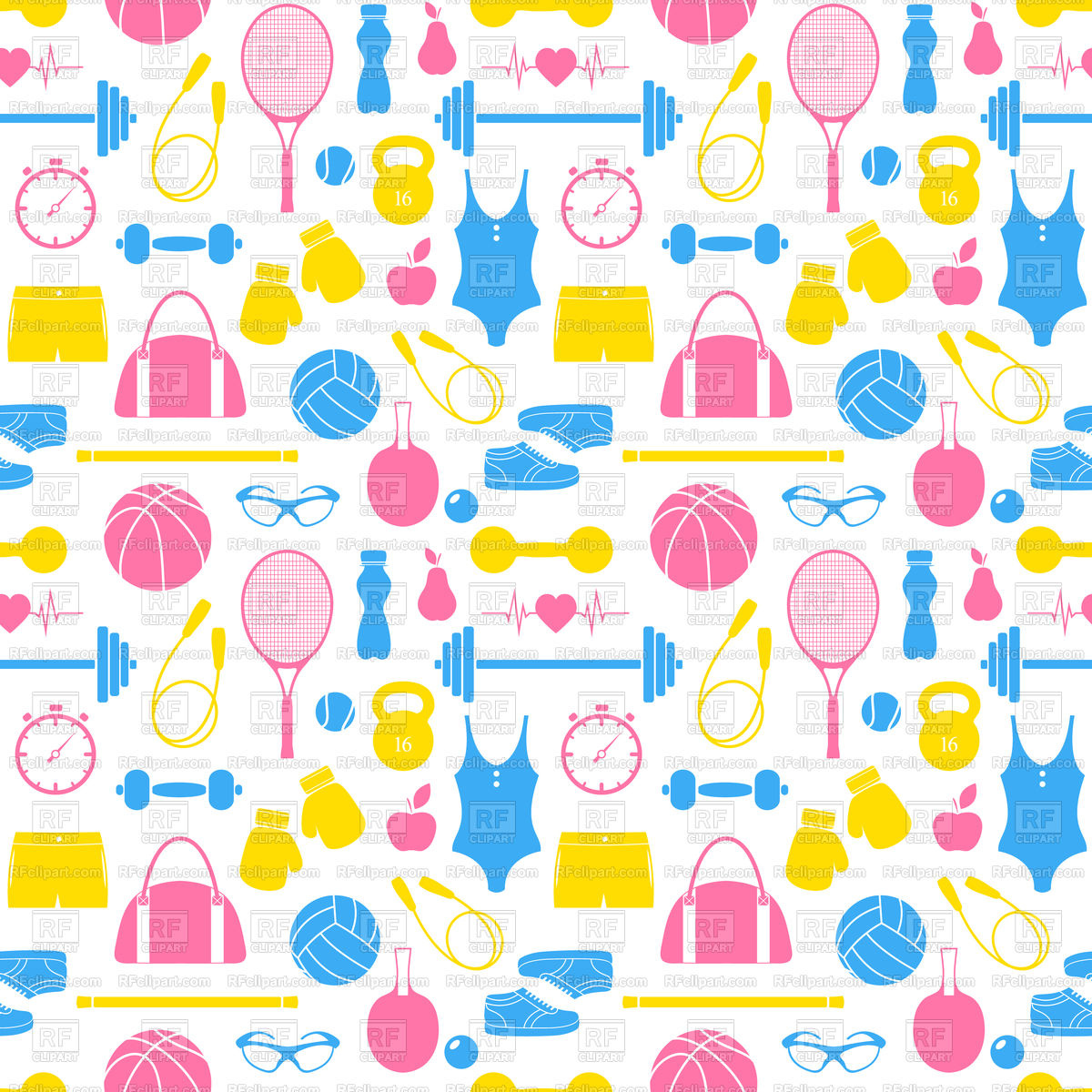 1200x1200 Seamless Pattern With Sport Equipment Vector Image Of Backgrounds