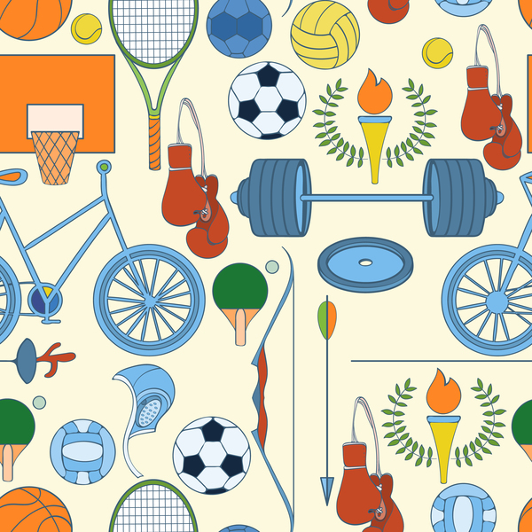 600x600 Sport Elements Seamless Pattern Vectors Free Download