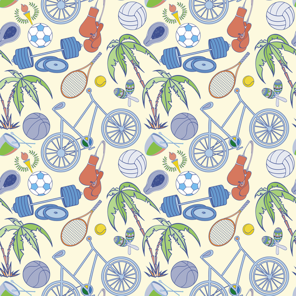 600x600 Sport Elements Seamless Pattern Vectors Free Download