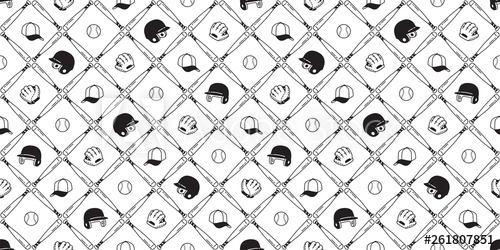 500x250 Baseball Seamless Pattern Vector Soft Ball Sport Glove Helmet