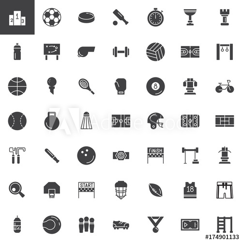 Sports Equipment Vector Icons Set, Modern Solid Symbol Collection 500x500 Sports Equipment Vector Icons Set, Modern Solid Symbol Collection