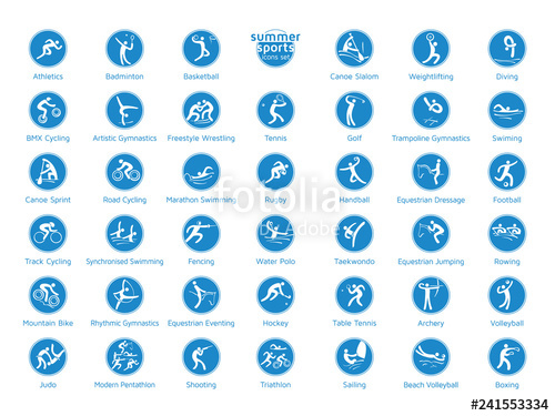 Summer Sports Icons Set, Vector Pictograms Stock Image 500x375 Summer Sports Icons Set, Vector Pictograms Stock Image