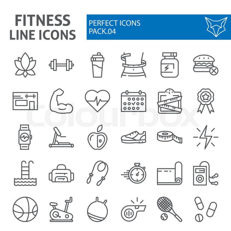 Fitness Line Icon Set, Sport Symbols Stock Vector Colourbox 800x800 Fitness Line Icon Set, Sport Symbols Stock Vector Colourbox