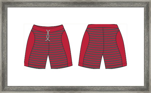 600x370 Men Sport Sweat Shorts Vector Template Framed Print