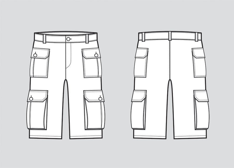 794x572 Shorts Vector Fashion Flat Sketch Adobe Illustrator Design Etsy
