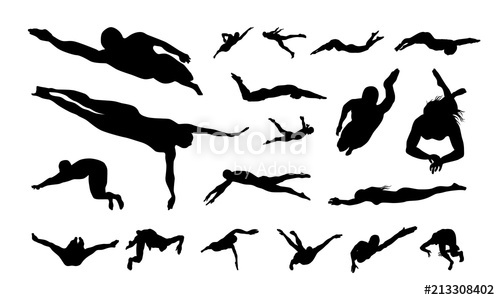 500x300 Set Of Swimming Sport Silhouette Vector Illustration Stock Image