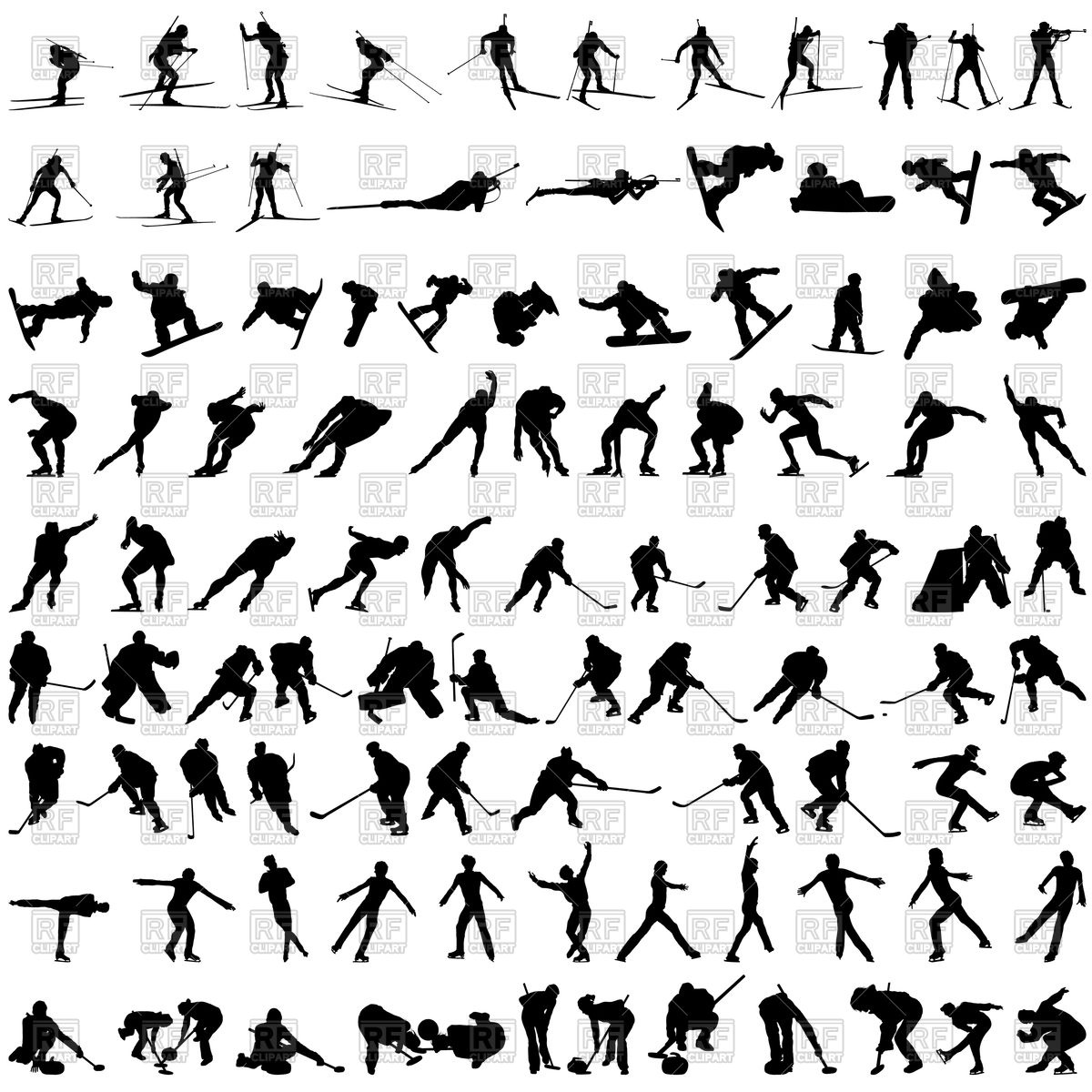1200x1200 Set Of Winter Sport Silhouettes Vector Image Of Sport And Leisure