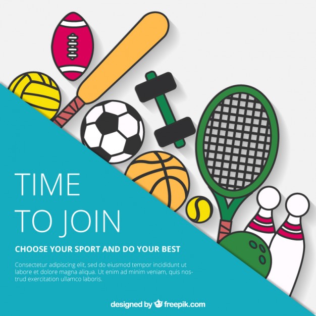 626x626 Flat Sport Accessories Background Vector Free Download