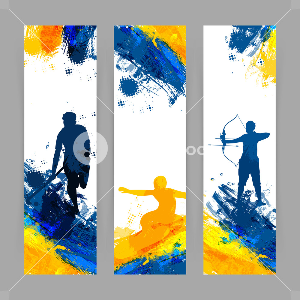 1000x1000 Creative Website Banner Set, Abstract Sports Background