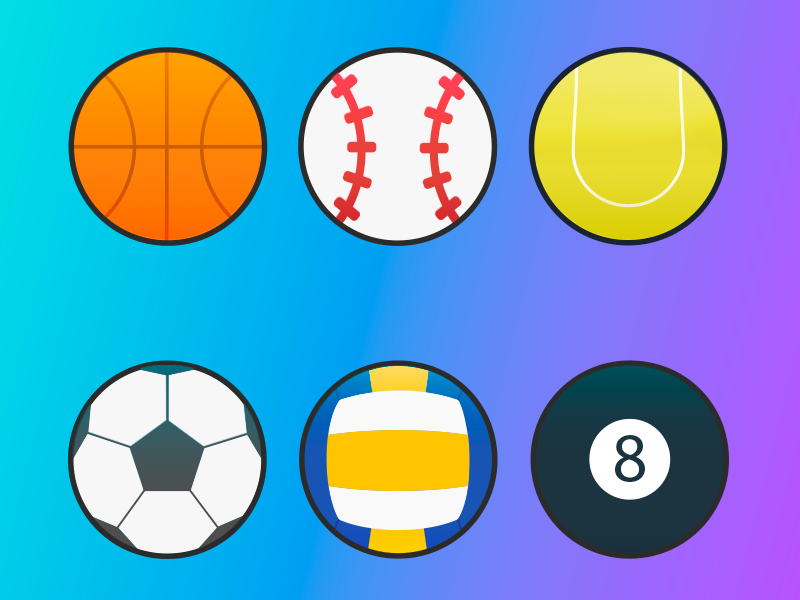 Set Of Sports Balls Vector Icons 800x600 Set Of Sports Balls Vector Icons