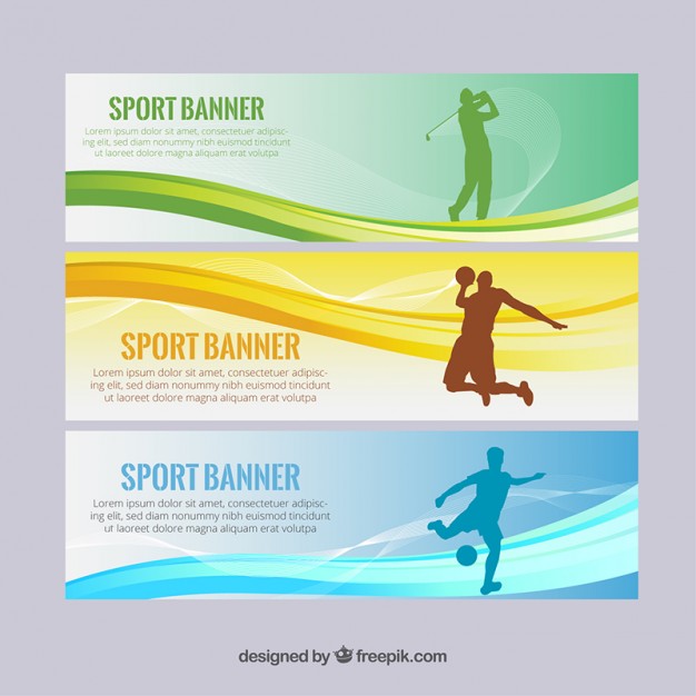 626x626 Modern Sport Banners With Silhouettes And Waves Vector Free Download