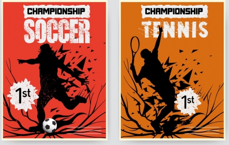 468x296 Sports Banners Soccer Tennis Theme Silhouette Explosive Design