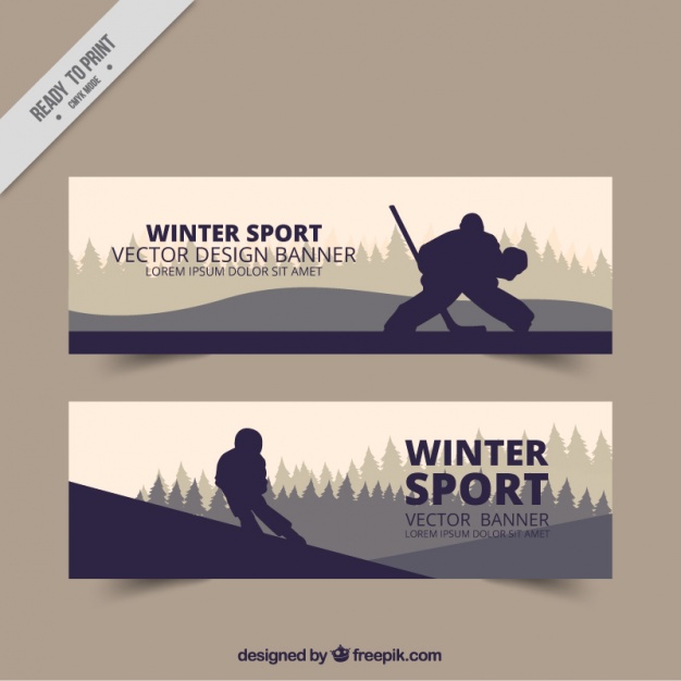 626x626 Winter Sport Banners With Silhouettes Vector Free Download