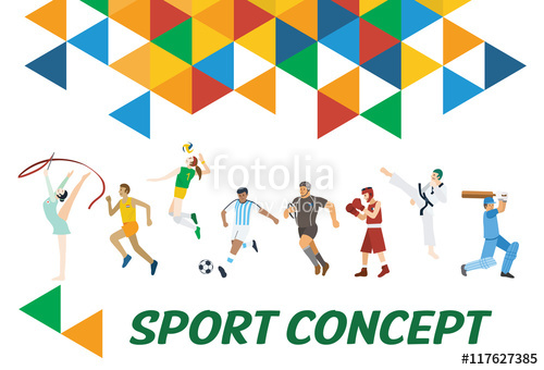 500x340 Flat Design, Sports Banner Stock Image And Royalty Free Vector