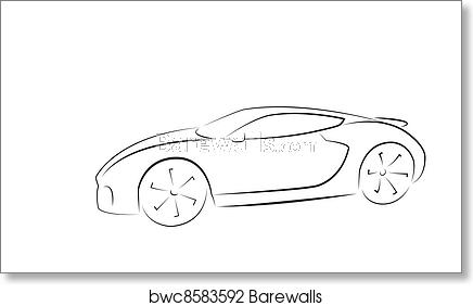 436x282 Sport Car Silhouette, Art Print Barewalls Posters Prints