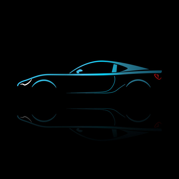 626x626 Blue Sport Car Silhouette With Reflection Vector Premium Download
