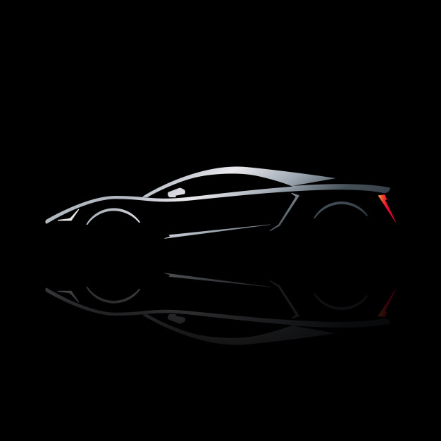 626x626 Concept Sport Car Silhouette With Reflection Vector Premium