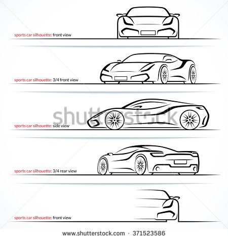 450x470 Modern Super Car, Sports Car Vector Silhouettes, Outlines