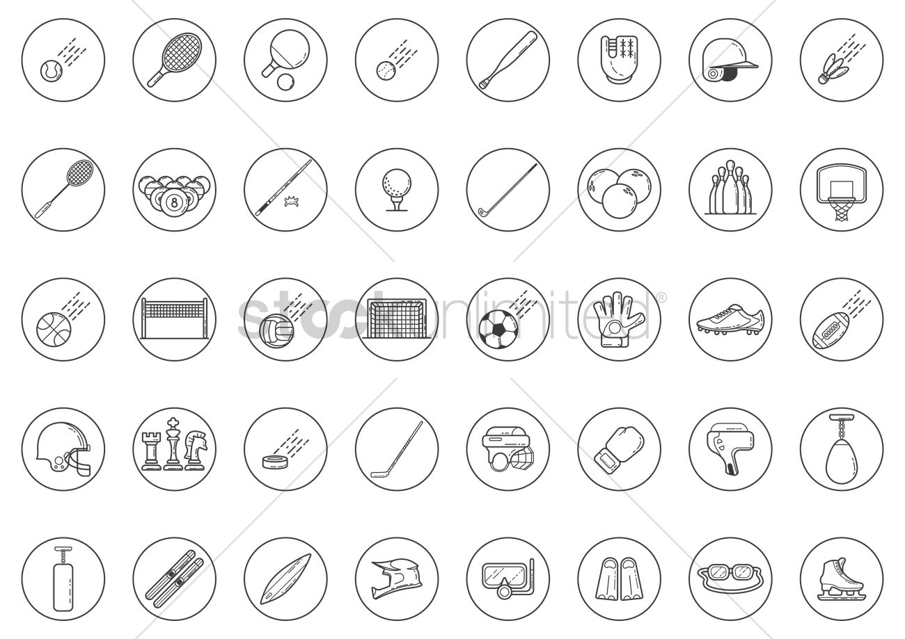 1300x919 Free Set Of Sports Icons Vector Image