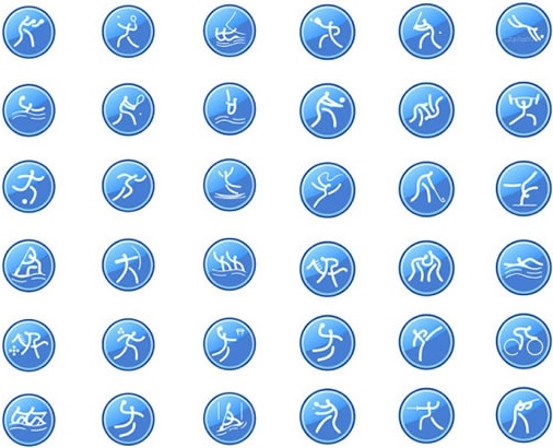 506x410 Sports Icons Collection Blue Circles Motion Sketch Free Vector