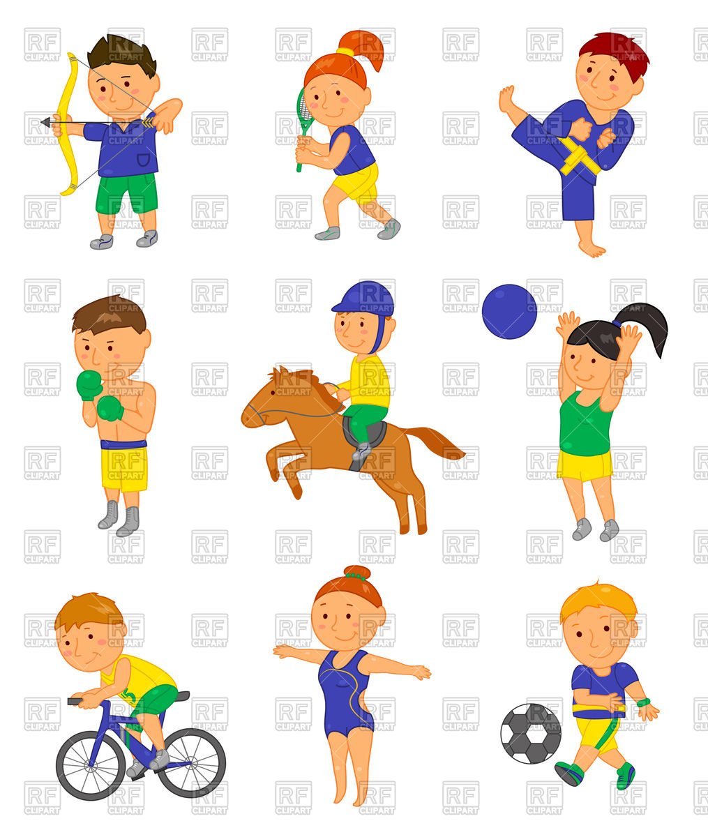 Set Of Cute Cartoon Sport Kids Gymnastics, Boxing, Tennis Vector 1015x1200 Set Of Cute Cartoon Sport Kids Gymnastics, Boxing, Tennis Vector