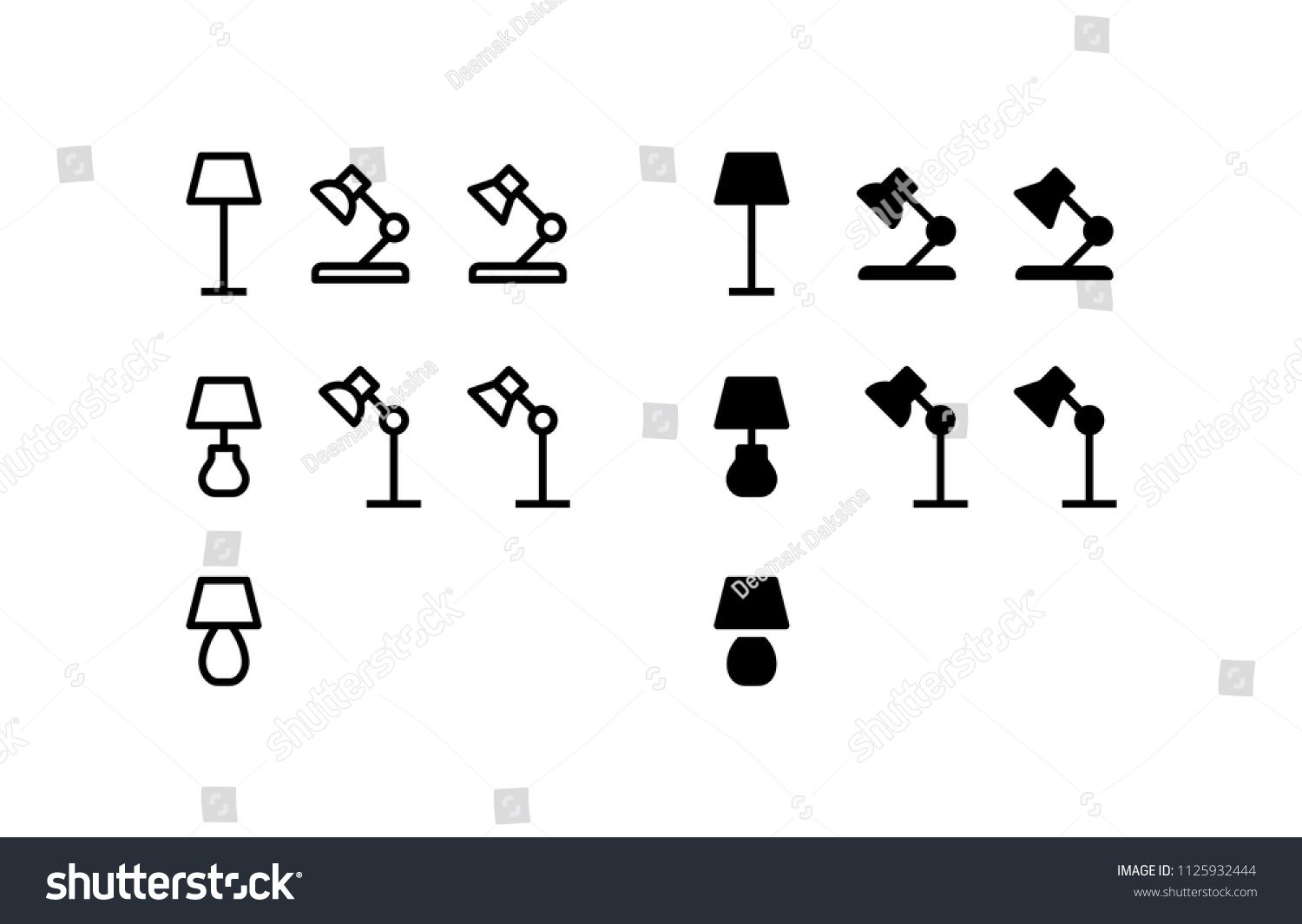 1500x1065 Table Lamp Icon Set Table, L Interior, Light, Furniture, Room