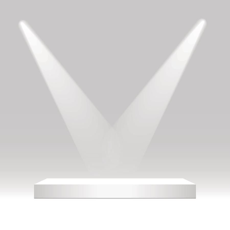 900x900 White Rectangular Podium Pedestal, Scene, Spotlight Vector