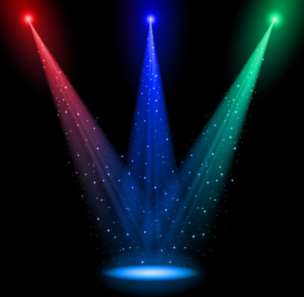 600x585 Rainbow Stage Spotlights Vector Background Free Vector